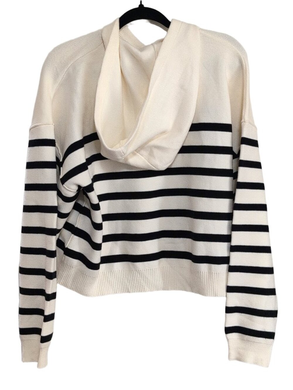 NWT For the Republic Cream Hooded Striped Sweater Size XL Casual Cozy Hoodie - Picture 2 of 5